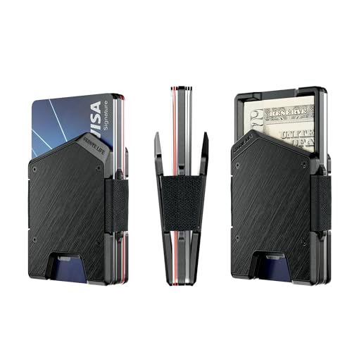 Groove Life Groove Wallet Stealth Black - Men's Minimalist Slim Aluminum Credit Card Holder with Hidden Cash Tray, RFID Blocking2