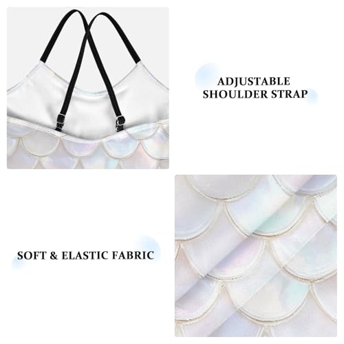 senya Girls Swimsuits One-Piece Swimwear Tie Bathing Suit Beach Summer Round Neck 7-8T White Scale Pattern3