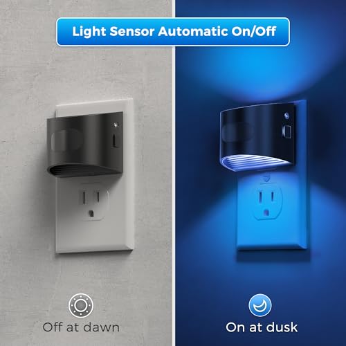 Image of L LOHAS LED Night Light with Motion Sensor & Dusk to Dawn Sensor, Night Lights Plug into Wall with 30-100lm Adjustable Brightness, Dimmable Night Light for Bathroom Hallway, Blue, 2 Pack