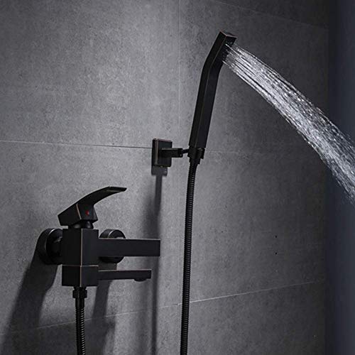 Colonne de douche rétro en cuivre noir avec robinet de baignoire et pommeau à main élégant