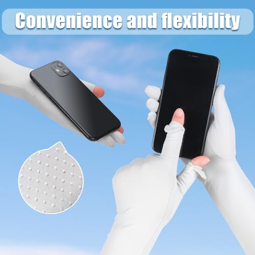 Image of Jecery 2 Pairs UV Long Sun Gloves Women's Sunblock Driving Gloves Non Slip Full Finger Arm Sun Protective for Outdoor Sports