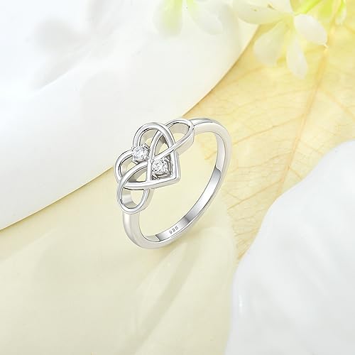 925 Sterling Silver Rings for Women Infinity Heart Promise Ring Love Knot Ring with Cubic Zirconia Jewelry Annivsary Christmas Gifts Size 5-102