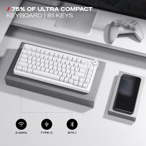 Image of Cybeart | Nighthawk 75 - TKL Wireless RGB Mechanical Keyboard | MKII Pre-Lubed Switches | 4000 mAh Battery | 5-Layer Gasket | Hot-Swappable | Tri-Mode (White)