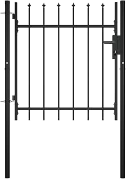 Outdoor Garden Fence Gate Single Door with Spike Top Heavy Duty Powder Coated Steel, 39.4"x29.5" Metal Practical Barrier Wall for Outdoor, Yard, Patio, Entry Way, Residential