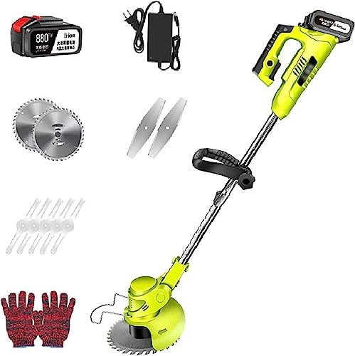 RUTAVM Portatile in Mano Tosaerba a Batteria, Piccolo tagliaerba Portatile Elettrico con Batteria da 48 V / 14000 mA Diserbatrice Ricaricabile a 3 Lame for Taglio di arbusti da Giardino