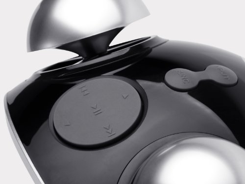 สูงสุด view of Edifier Tick Tock alarm clock showing playback controls and snooze/light buttons.