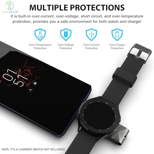 Image of T Teclusive Type C USB Portable Charger Compatible for Galaxy Watch Ultra /Galaxy 7 6 5 4 Classic /Watch 3 | Mini Dual Port USB C Magnetic Travel Charger (White)