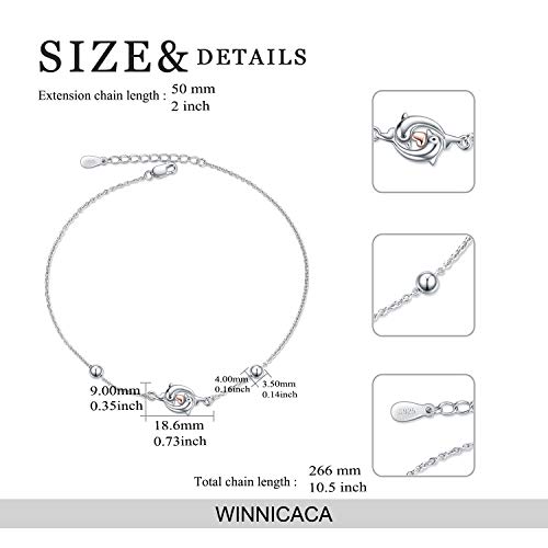 Winnicaca Sterling Silver Dolphin Anklets For Women Dolphins Jewelry Dolphin Gifts Animal Ankle Bracelets For Women Teens Dolphin Gifts 8+2Inch #TOP3