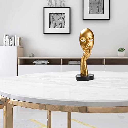 Brabud Resin Hand Holding Mask Statue Modern Simple Style Art Sculpture Living Room Bedroom, Office Desktop Porch Piano Desktop Decoration 10.8''(H) Gold Tqgjbs95 #TOP5