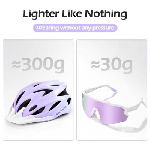 Image of Odoland Adult Bike Helmet with Cycling Sunglasses Set for Men & Women | Safety Certified Bicycle Helmet, UV Protection Glasses, Adjustable Dial for Mountain, Urban, Skating, Road, City Commuting