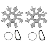 Snowflake Multi-Tool Stainless Steel Snowflake Keychain Tool 18-in-1 Incredible Tool Snowflake Screwdriver Tactical Tool for Outdoor Camping (2 Pack)