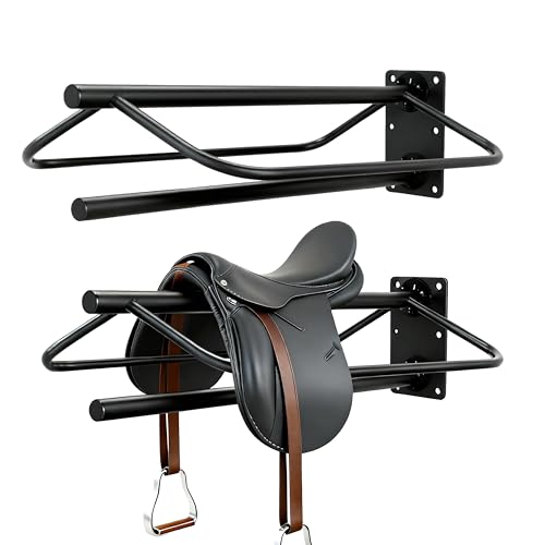 Hongshifu Heavy Duty Saddle Rack Wall Mount, Metal Horse Saddle Rack Stand with Pad Bar, Saddle Stands for Western Style Saddles, Horse Blanket Rack Hanging for Tack Rooms and Trailers (One Bar-1PCS)