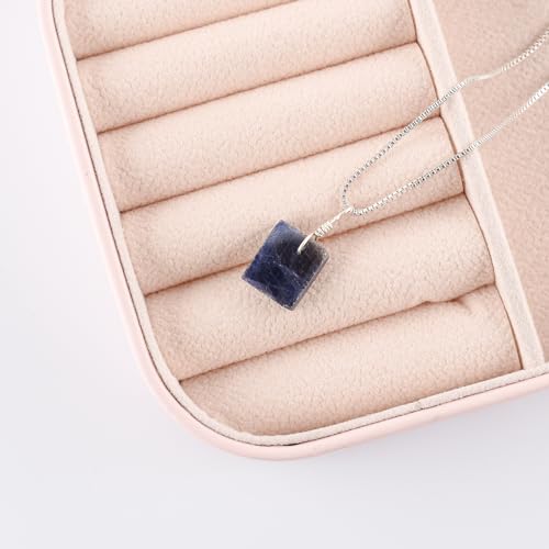 Yanara Natural Raw Blue Sapphire Flat Rough Gemstone Crystals Dainty Pendant Necklace Jewelry thumb #5