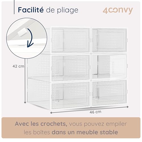 Boîtes à chaussures transparentes empilables pliantes 4CONVY - 6