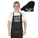 Personalized Chef Apron with Hat Set for chef Embroidered Design - Aprons for Women and Men, Kitchen