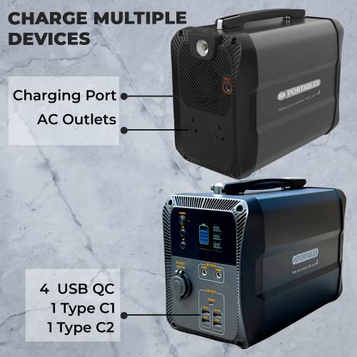 Sr Portables Cleo 400Wh Solar Generator, 300W Portable Power Station With 8+Hr Battery Standby, Easy-To-Use, Lightweight & Quiet Backup Generator Aluminum Body For Home, Camping, Indoor Or Outdoor Use #TOP5