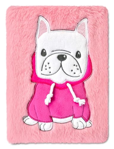 Carnet peluche bouledogue français pour écrire ses secrets à l'école
