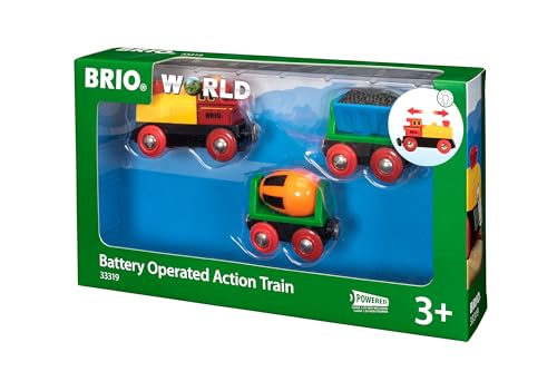 BRIO World 33319 Zug mit Batterielok - Mit beweglichem Kohlewaggon und rotierendem Zementmischer - Geeignet für Kinder ab 3 Jahren