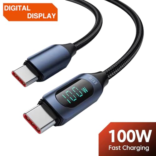Image of iFAST Digital Display 100W Type-C to Type-C Fast Charging Cable | 480Mbps Data Transfer Speed | Compatible With MacBook, iPad, Galaxy, Pixel, Switch (1 Metre, Blue)