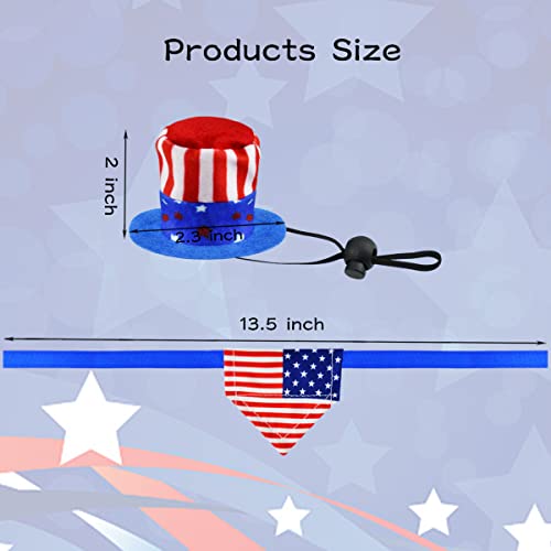 Cooshou 4 Pcs Pet Independence Day Costume 4Th Of July Guinea Pig Hat And Bandana Uncle Sam Rabbit Hat American Flag Small Animals Hat Bandana Triangle Bib Scarf With Stars And Stripes Pattern (S) #TOP1