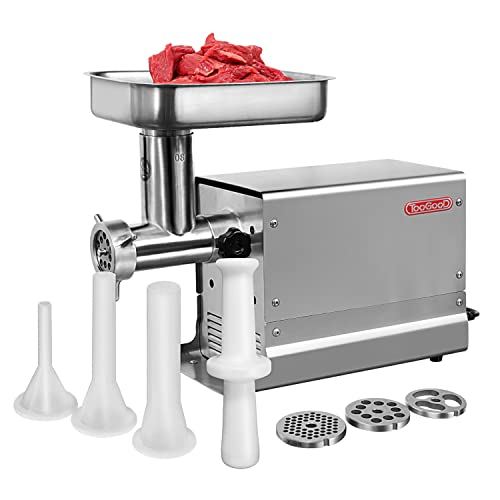 Toogood Electric Meat Grinder Commercial Meat Mincer 2/5 Hp Motor, 300W, Grinds 4-5Lbs/Minutes, 3-Size Plates And 3-Sausage Kit Included, Heavy Duty #TOP28