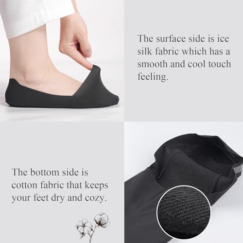 Image of floconssy No Show Socks Womens Nylon Non Slip Low Cut Invisible Liner Footies Thin Silk Socks for Flats Loafers 6 Pairs