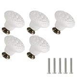 Zernmiarder White Ceramic Knobs 10 Pack Flower Drawer Pulls Vintage Cabinet Knobs - Antique Dresser Pulls with Screws for Closet Drawer Cupboard Cabinet and DIY Home Project