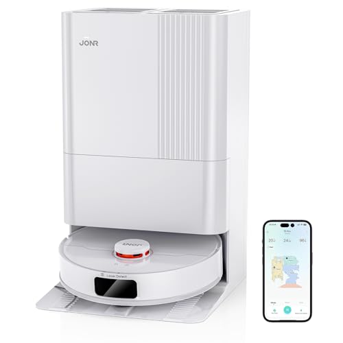 41s5H9ZRyGL JONR T5 Pro Robot Aspirateur Laveur avec Station,8000Pa Robot Aspirateur avec serpillière Extensible Automatique de Vidange Lavage Séchage,Navigation AI LiDAR, évitement des Obstacles