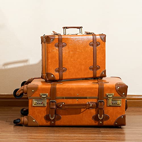 urecity Vintage Luggage Set of 3, Orange, 20 inch, 12 inch, 12.5 inch2