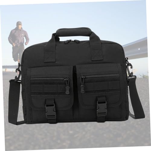 Bolso de hombro para hombre de nylon negro sencillo miniatura 4