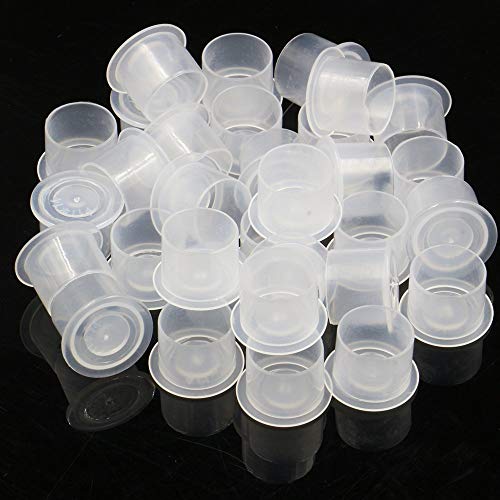Tattoo Ink Cups 200PCS 17mm Big Tattoo Pigment Cups With Base Disposable Plastic Tattoo Ink Caps Cups for Tattoo Ink Tattoo Kits Supplies
