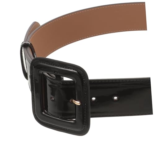 Fashion Women Wide PU Waist Belt Adjustable Vintage Dress Belt for Jeans and Coats Shiny Black Stylish Waspie Corset Accessory for Work and Casual Wear3