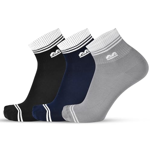 Image of Bamboo Sports Socks for Men | Ankle Length Low Cut Premium Material | Odour-Free, Breathable & Durable | Padded Base & Anti-bacterial | 3X Softer than Cotton Socks | 3Pk Multicolor