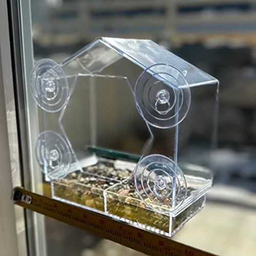 Window Bird Feeder With Strong Suction Cups For Wild Birds. Transparent Window Bird Feeder With Hexagonal Watching Window For Taking Pictures Viewing Birds Indoors. #TOP2