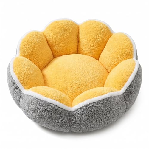 Rundes Haustier-Bett mit Sonnenblumen-Design, Plüsch, 60cm Durchmesser