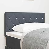 Qnhdfrt LED Kopfteil Bett 80 cm Samt dunkelgrau Diamantstepp Kristallknopf wandmontiert mit USB Typ C Ladefunktion Modernes Design für Schlafzimmer und Gästezimmer