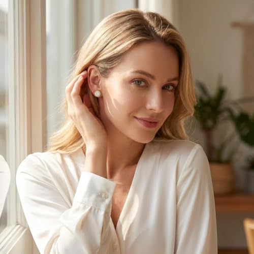 Moissanite Stud Earrings for Women 0.5-4ct Lab Created Diamond Earrings 18K Gold Plated Sterling Silver Hypoallergenic Flat Back Earrings for Men Birthday Gifts for Mom Wife Girlfriend - image 4