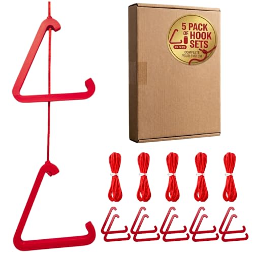 315 Supplies Red Triangle Emergency Alarm Pull Cord for Accessible Bathrooms Disabled Toilet - 2 Hook Set, 3m Cord Length Easy-Fit Adjustable Cord (5, Red)