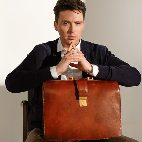 Time Resistance Leather Lawyer Briefcase - Italian Handmade Laptop Briefcase for Men and Women - Attache Case - Doctor Bag2