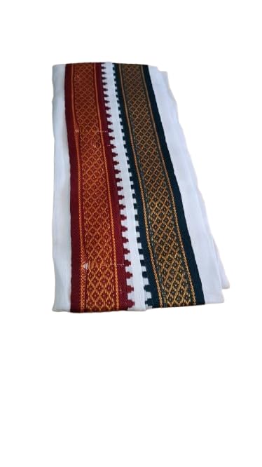 Traditional Cotton Angavastram for Men | Pure Cotton Prayer Towel | Temple Pooja Shawl | South Indian Kanduva | Soft Absorbent Ritual Cloth | White-picture-26