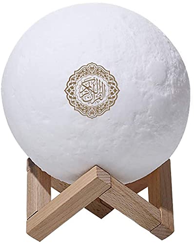 LMEIL 3D Quran Touch Moon Lights LED Lamp Quran Moon Lights 3D Print Lamp 7 Colors LED Night Light, Quran Bluetooth Speaker Remote Control Small Moon Lamp Wireless Quran Speaker