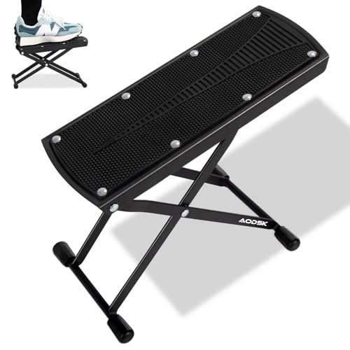 AODSK Guitar Foot Stool 6-Position Height Adjustable Foot Rest with Rubber End Caps and Non-Slip...