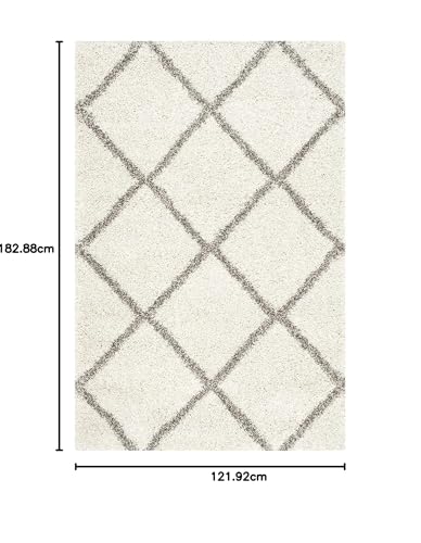 Image of Handwoven Microfibre 3D Rug for Living Room (Ivory & Grey, 4 X 6 Feet, Microfibre)