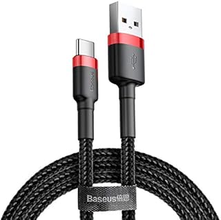 Baseus Cafule Cable Durable Nylon Braided Wire USB to Type-C 2A (3 Meter, Red Black) Price In India