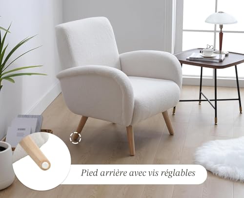 Fauteuil Loisirs Fausse Fourrure Blanc Coussin 16 cm Chairus