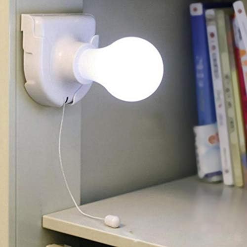 Mobestech 2pcs Stick Up Light Bulb Battery Powered Wireless Wardrobes Pull Cord Bulb Wall Mounted Cabinet Night Light