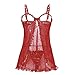 Produktbild KELITCH Sexy Dessous Soft Chemise Erotische Dessous G-String Wimpern Pfirsichrose Lace Unterwäsche Nachthemd - Größe L