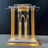 ZXDTVFGN Atril Transparente con Luces, Púlpito de Iglesia, Personalización con Logotipo y Texto Atril Acrílico Transparente con Ruedas, para Aulas, Conferencias y Auditorios (a)