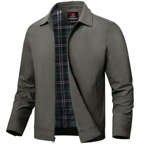 Image of TBMPOY Mens Lightweight Jackets Light Windbreaker Full Zip Casual Work Jacket Golf Business Fall Track Coat with Pockets
