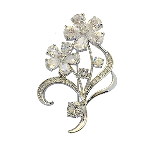 Broche en forme de fleur scintillante en strass chic pour sublimer une veste
